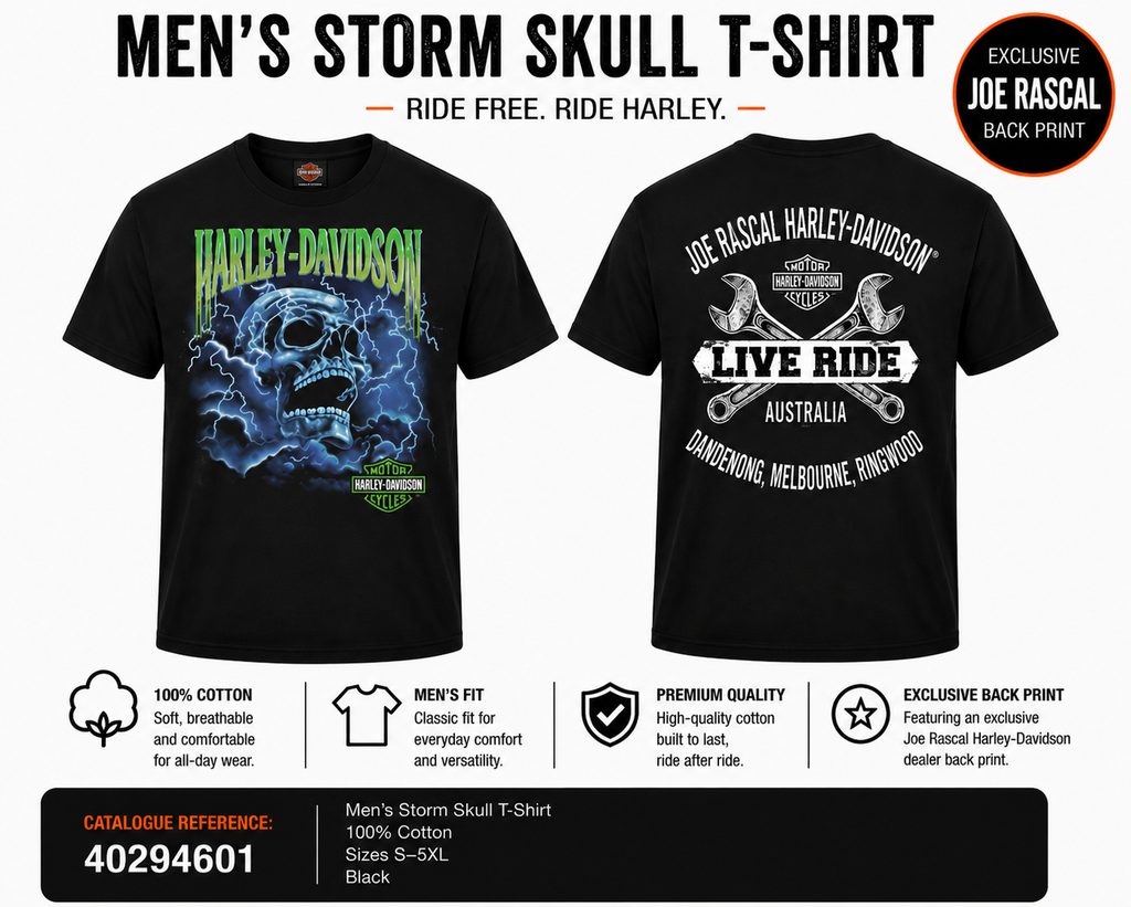 Harley-Davidson® Men's Cyclone Storm Skull T-Shirt | Black