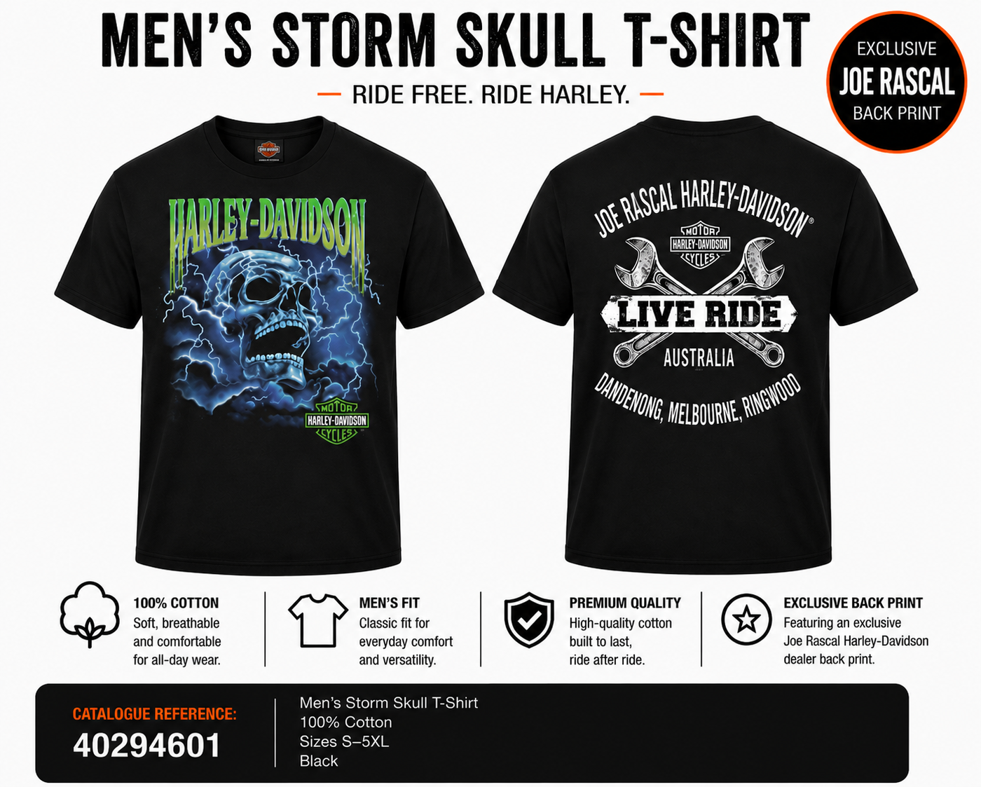 Harley-Davidson® Men's Cyclone Storm Skull T-Shirt | Black