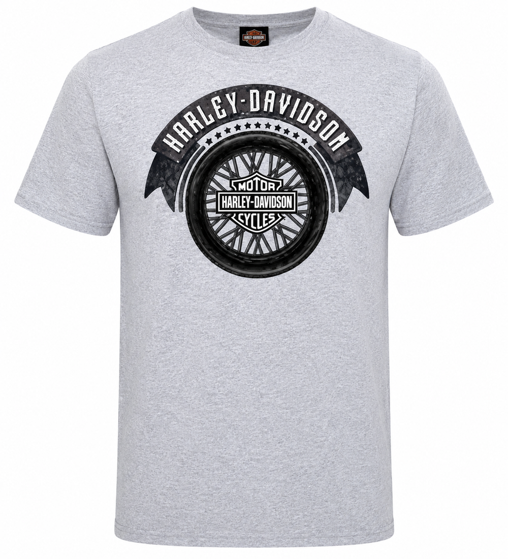Harley-Davidson® Men's Tribute Wheel Logo T-Shirt | Heather Grey