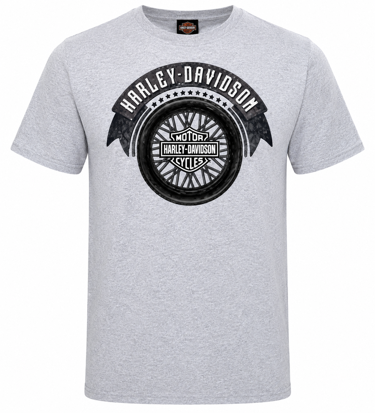 Harley-Davidson® Men's Tribute Wheel Logo T-Shirt | Heather Grey