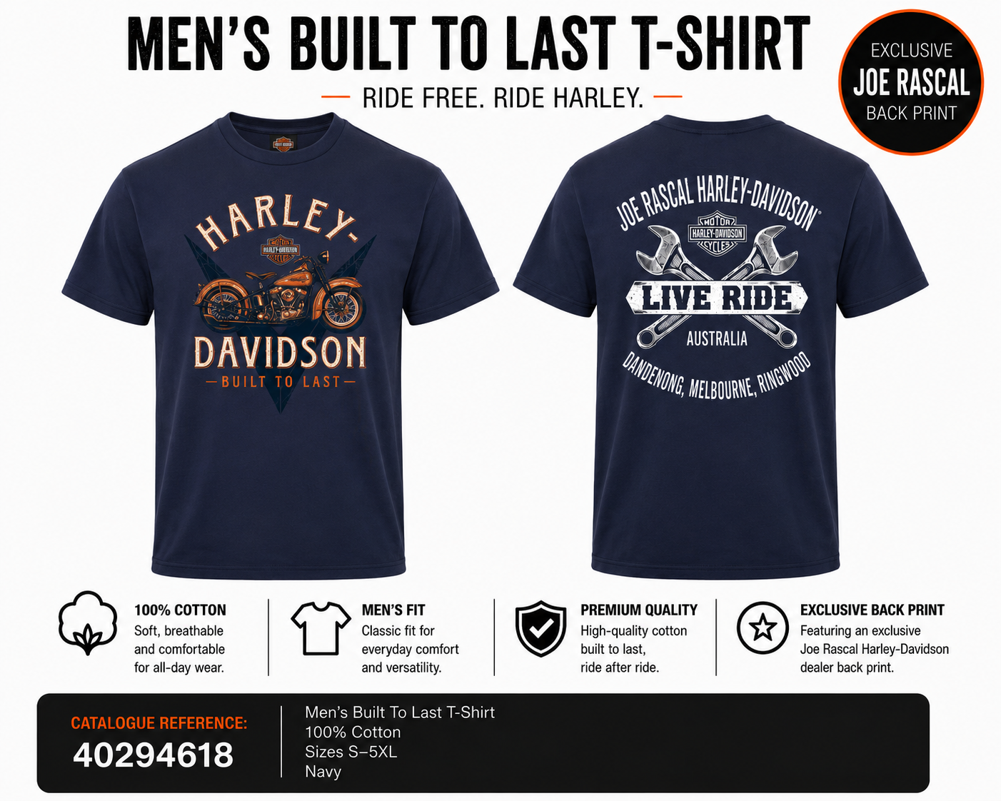 Harley-Davidson® Men's Grind Built to Last T-Shirt | Navy
