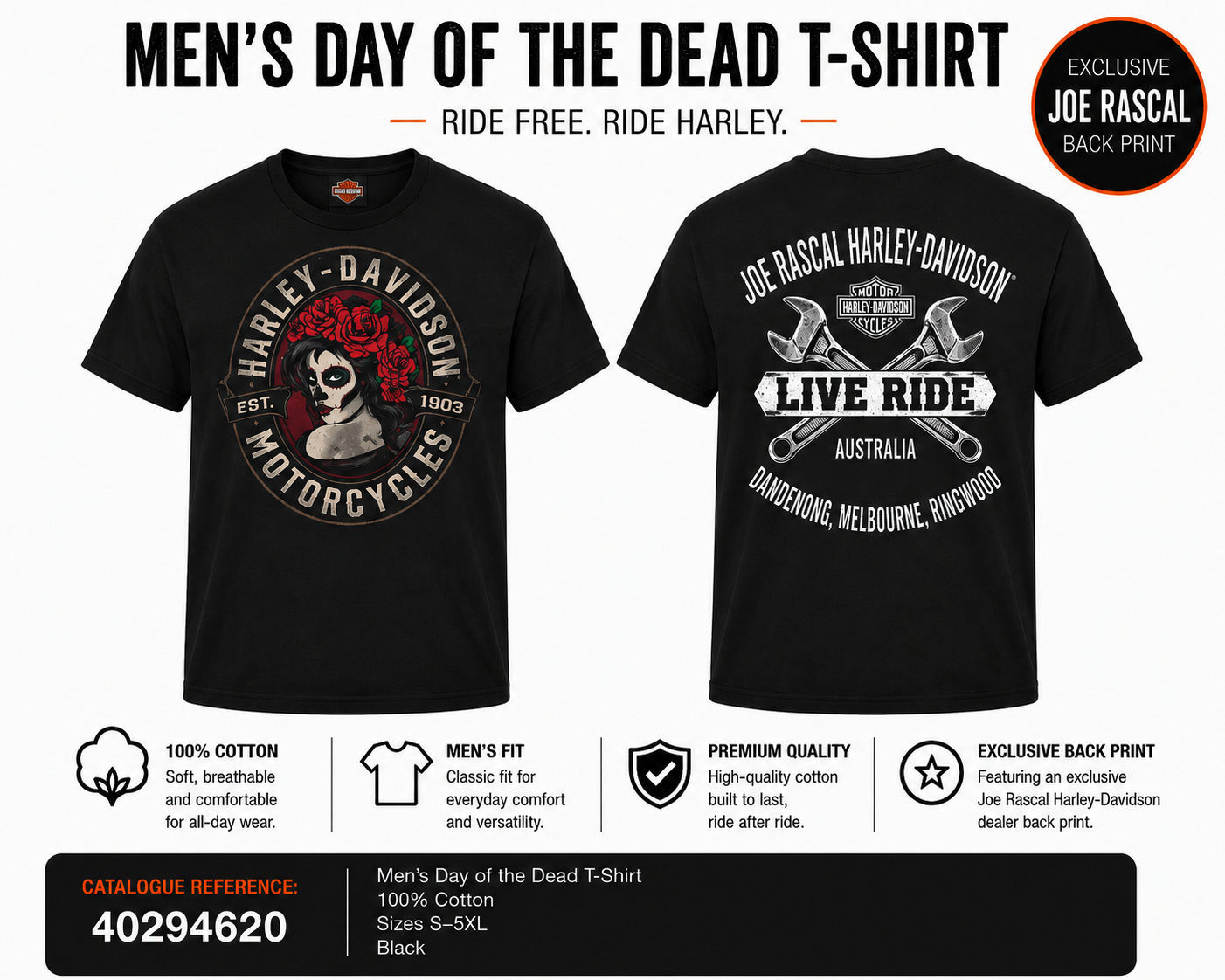 Harley-Davidson® Men's Calavera Day of the Dead T-Shirt | Black