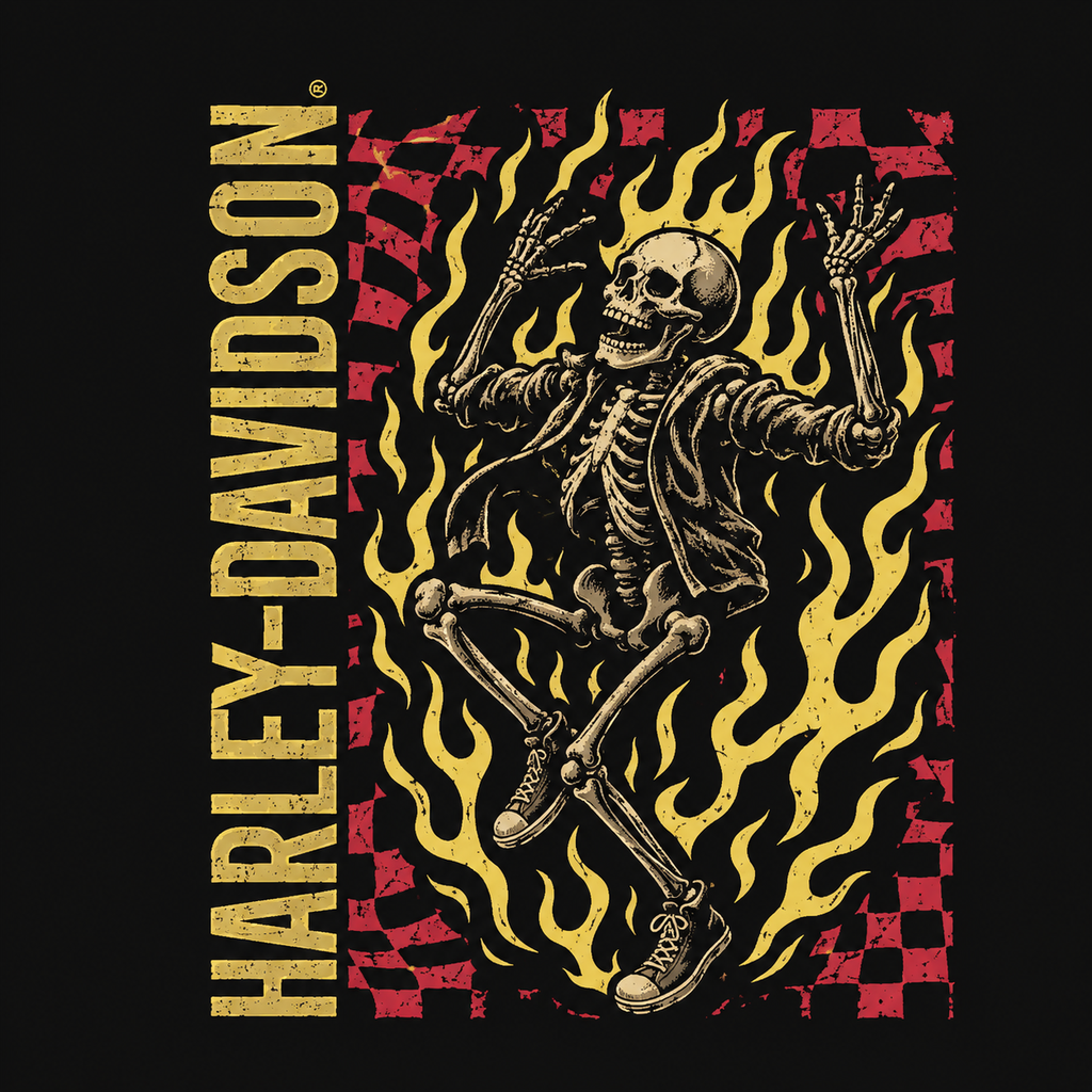 Harley-Davidson® Men's Kicks Skeleton Flame T-Shirt | Black