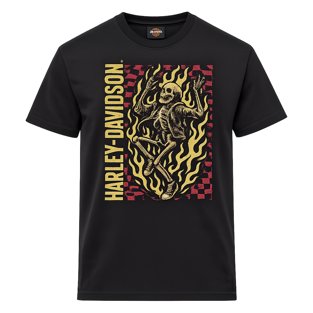 Harley-Davidson® Men's Kicks Skeleton Flame T-Shirt | Black