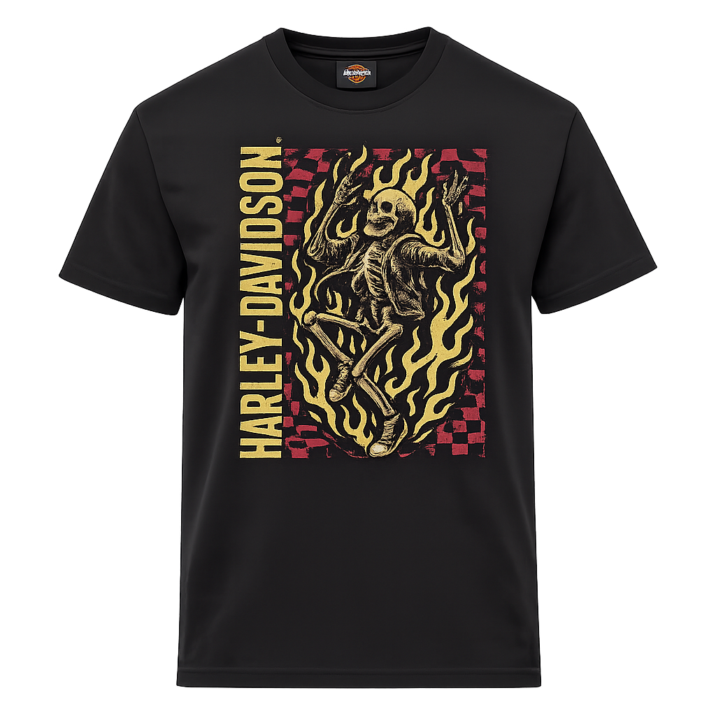 Harley-Davidson® Men's Kicks Skeleton Flame T-Shirt | Black