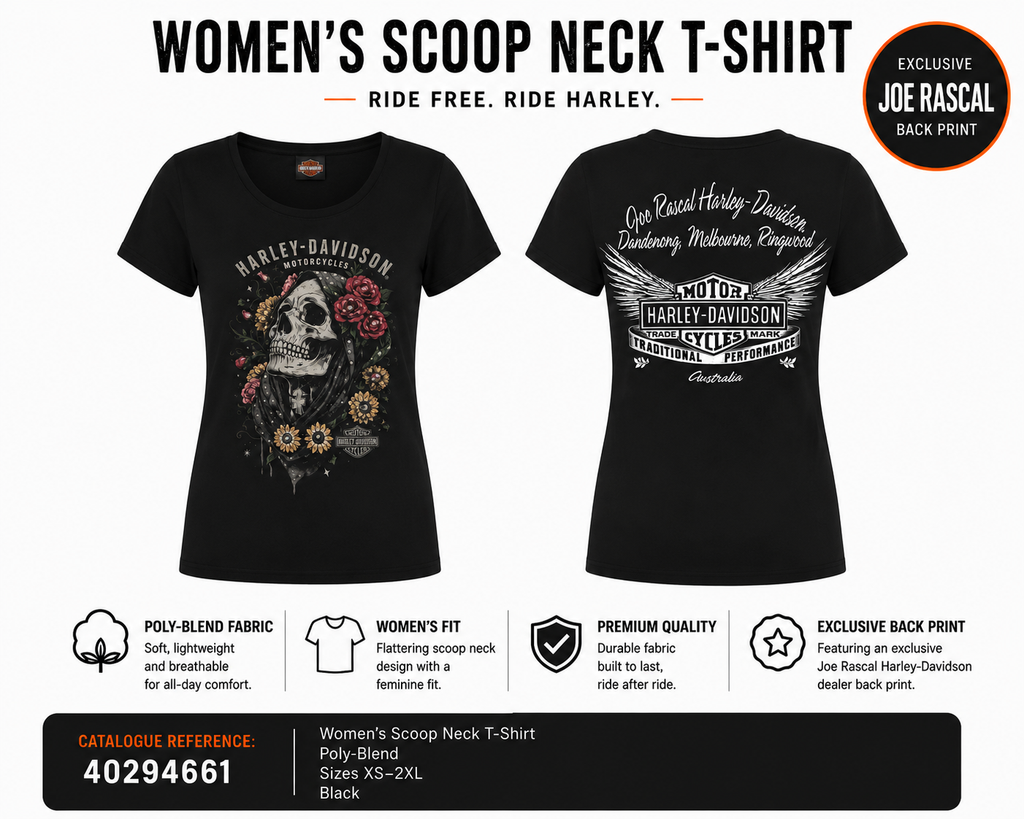 Harley-Davidson® Women's Coronet Scoop Neck T-Shirt | Black