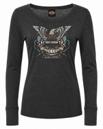 Harley-Davidson® Women's Scoop Neck Long Sleeve Tee | Charcoal Heather