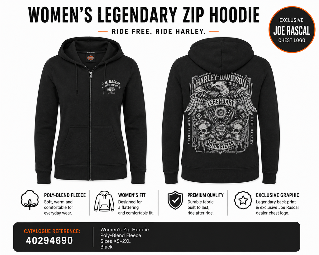 Harley-Davidson® Women's Legendary Zip Hoodie | Black