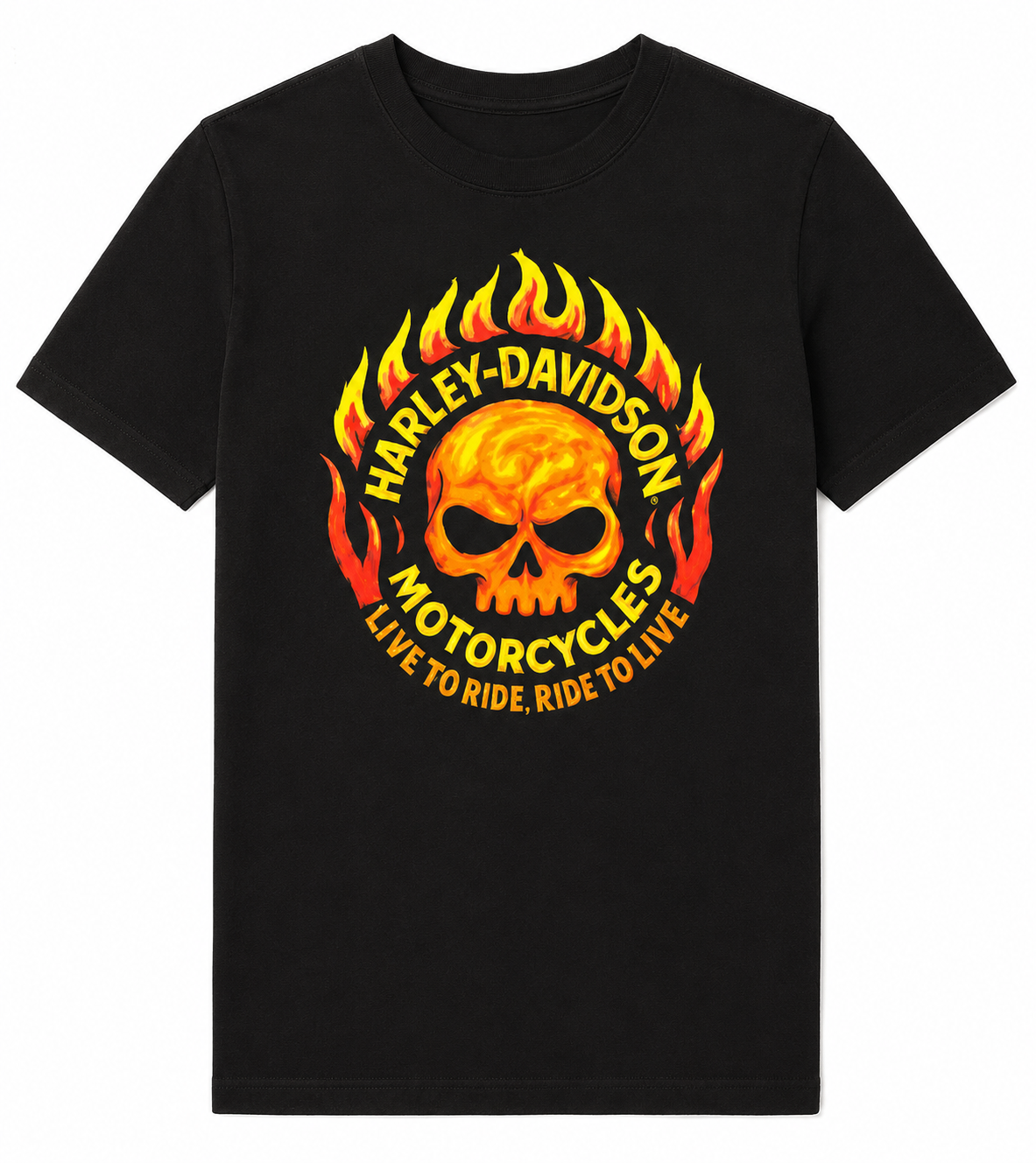 Harley-Davidson® Flaming Skull Kindle T-Shirt | Black