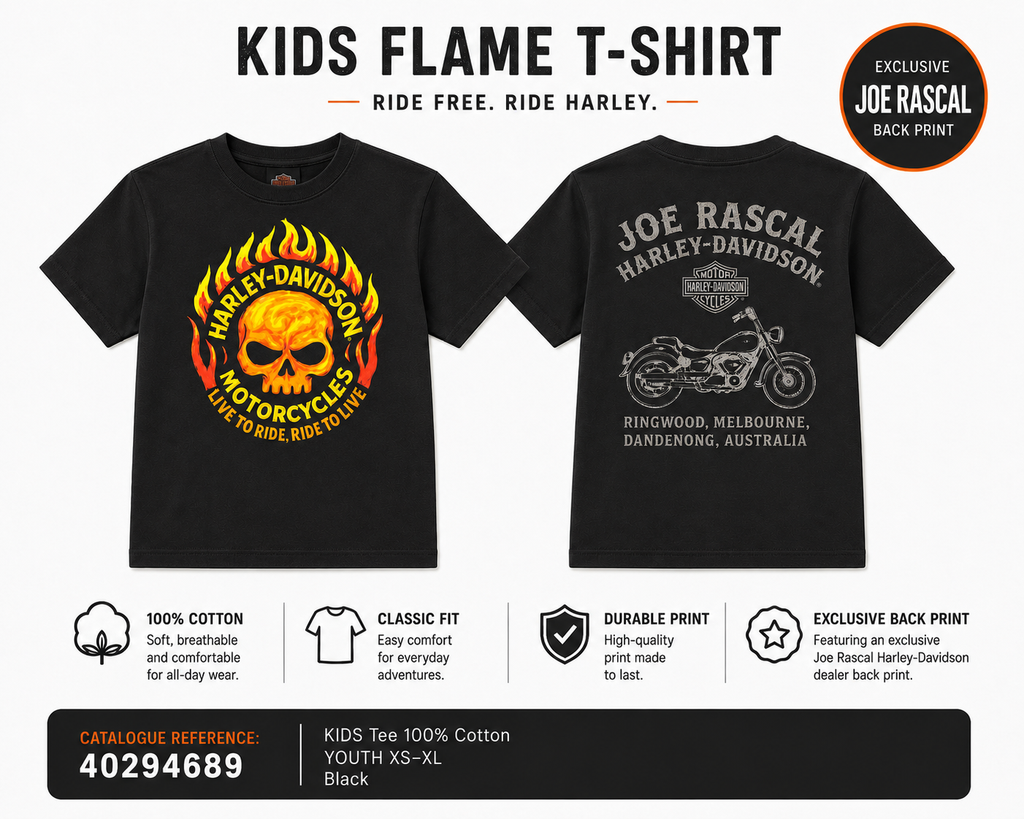 Harley-Davidson® Flaming Skull Kindle T-Shirt | Black