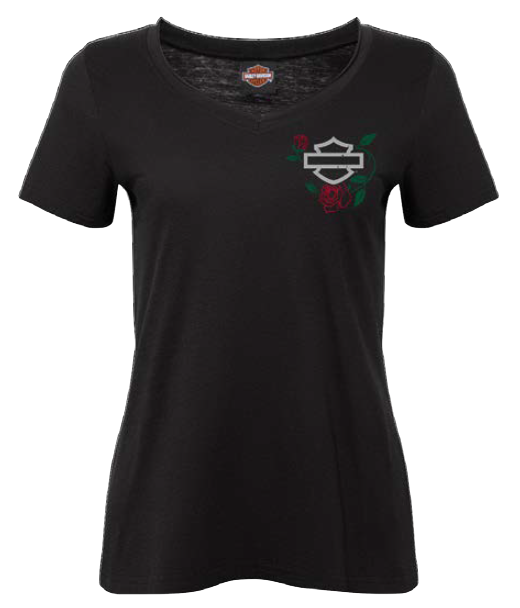 Joe Rascal x Harley-Davidson® Thicket Women’s Short Sleeve V-Neck T-Shirt – Black
