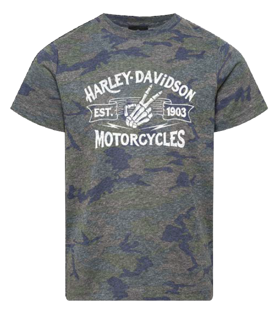 Joe Rascal x Harley-Davidson® Sign Kids Short Sleeve T-Shirt – Vintage Camo