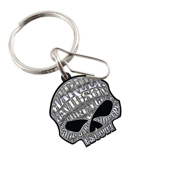 HARLEY-DAVIDSON KEY CHAIN ENAMEL SUGAR SKULL