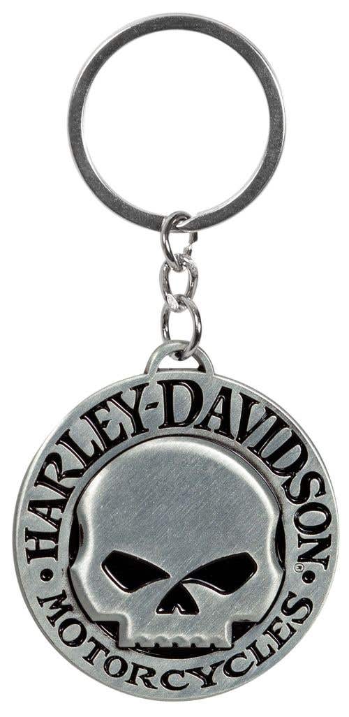 HARLEY-DAVIDSON KEY CHAIN DOMED SKULL METAL KEY CHAIN