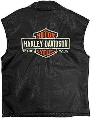 HARLEY-DAVIDSON YOUTH KIDS EMBROIDERED PATCHES SNAP FAUX LEATHER VEST