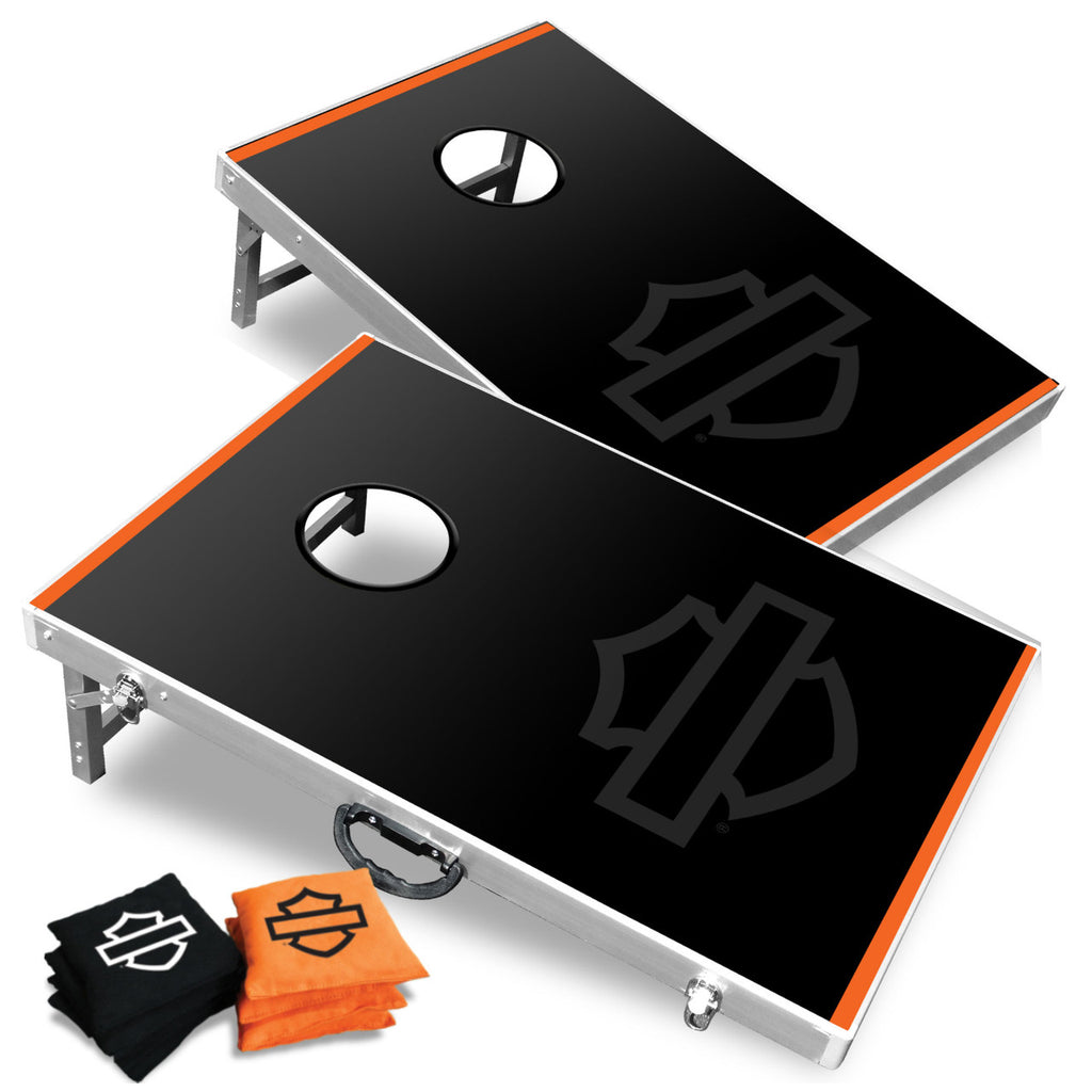 Harley-Davidson ® Stealth Bar & Shield Cornhole Yard Game – Outdoor Bean Bag Toss Boards & 8 Bags