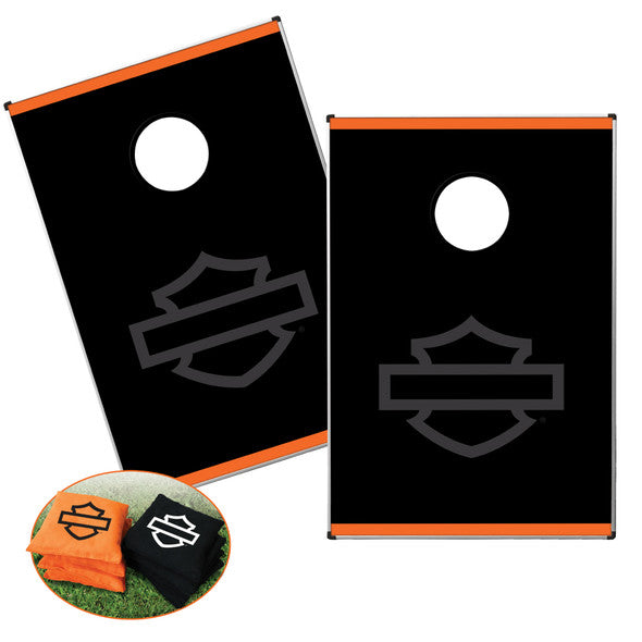 Harley-Davidson ® Stealth Bar & Shield Cornhole Yard Game – Outdoor Bean Bag Toss Boards & 8 Bags
