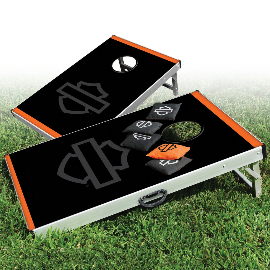 Harley-Davidson ® Stealth Bar & Shield Cornhole Yard Game – Outdoor Bean Bag Toss Boards & 8 Bags