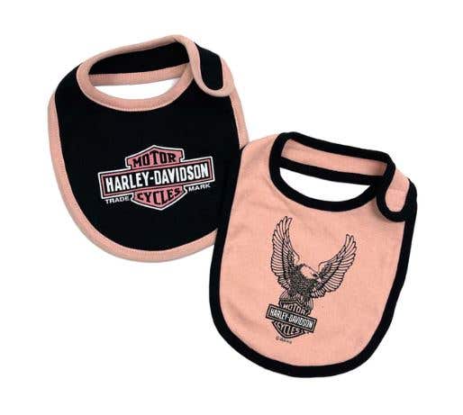 HARLEY-DAVIDSON GIRLS 2 PACK BAR & SHIELD KNIT BIBS