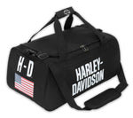 Harley-Davidson American Flag Graphic Duffel Bag – Durable Motorcycle Travel Bag