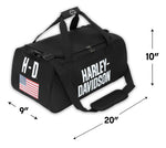 Harley-Davidson American Flag Graphic Duffel Bag – Durable Motorcycle Travel Bag