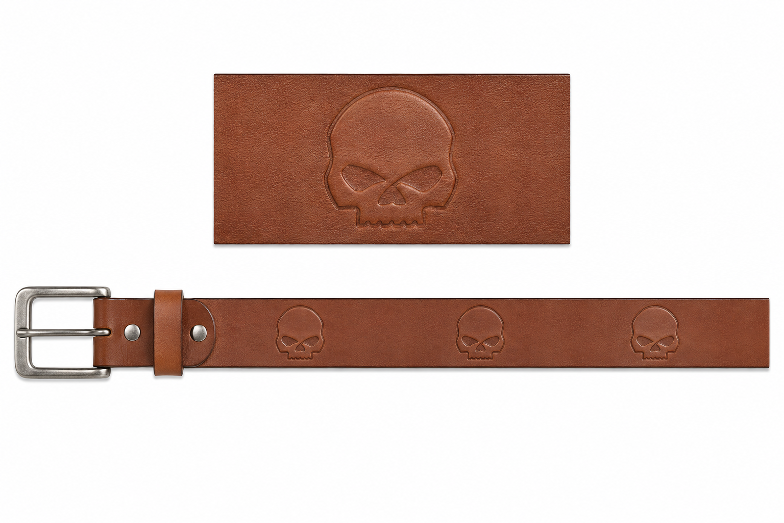 Harley-Davidson Skull Repeat Belt Cognac