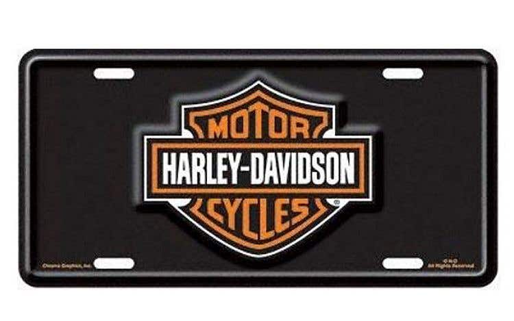 HARLEY-DAVIDSON BAR & SHIELD AUTO STAMPED METAL LICENCE