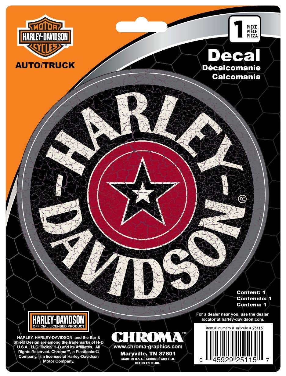 HARLEY-DAVIDSON DISTRESSED CIRCLE STAR 6X8 DECAL