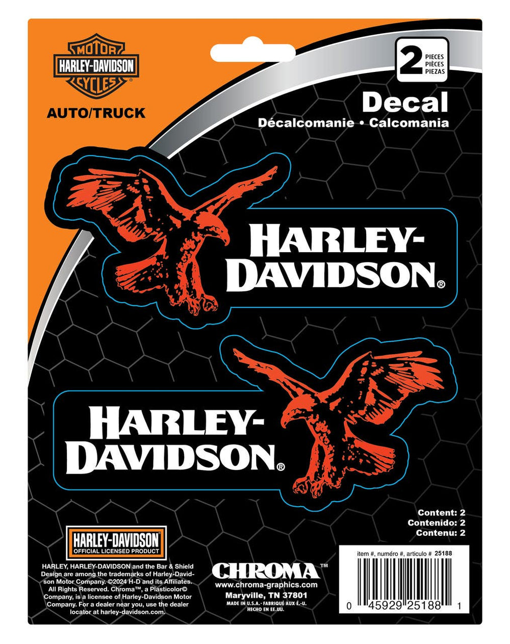 HARLEY-DAVIDSON 2-PIECE RIGHT/LEFT EAGLE WITH H-D TEXT DECAL