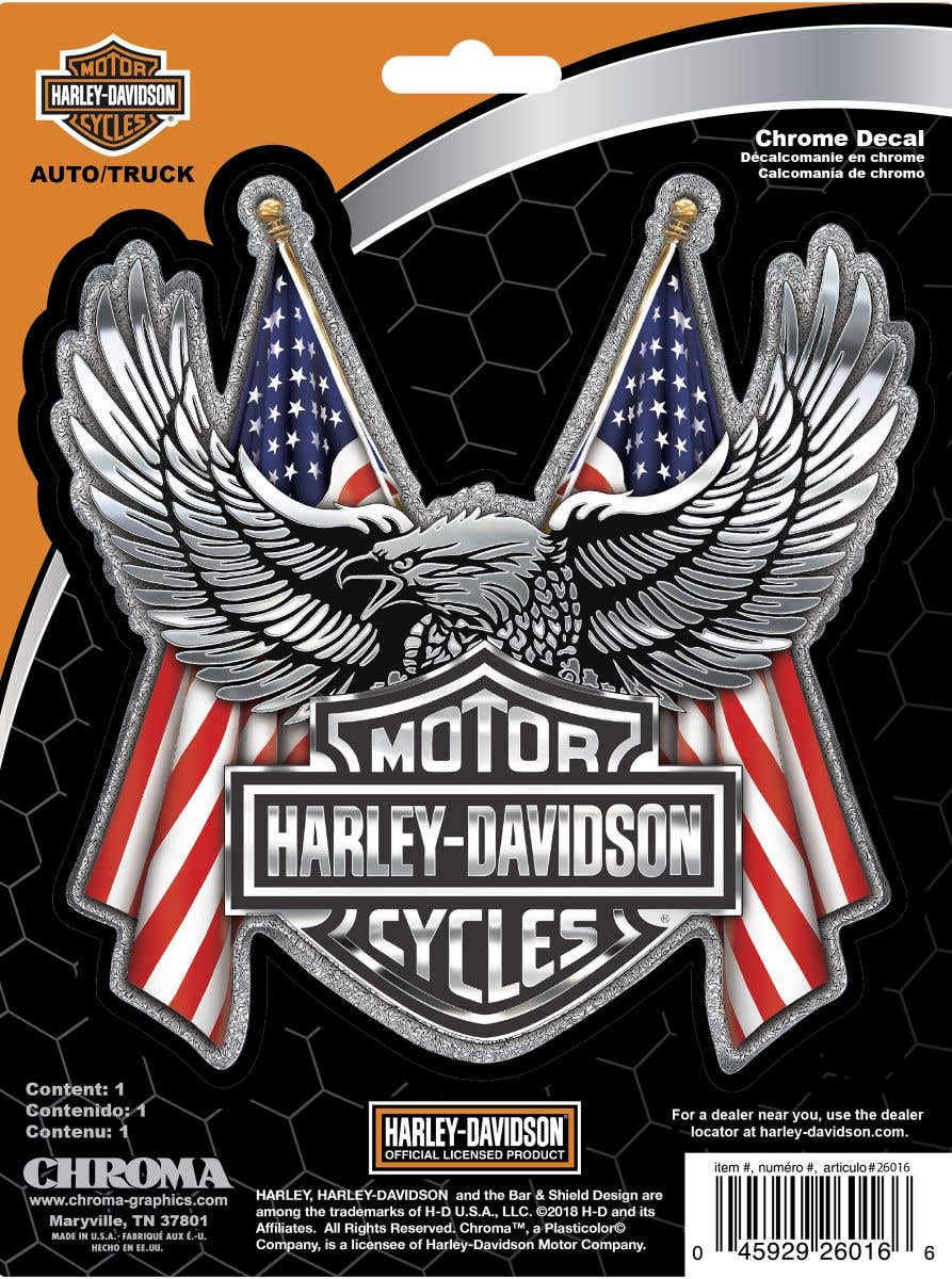 HARLEY-DAVIDSON BAR & SHIELD EAGLE WITH AMERICAN FLAG 6 X 8