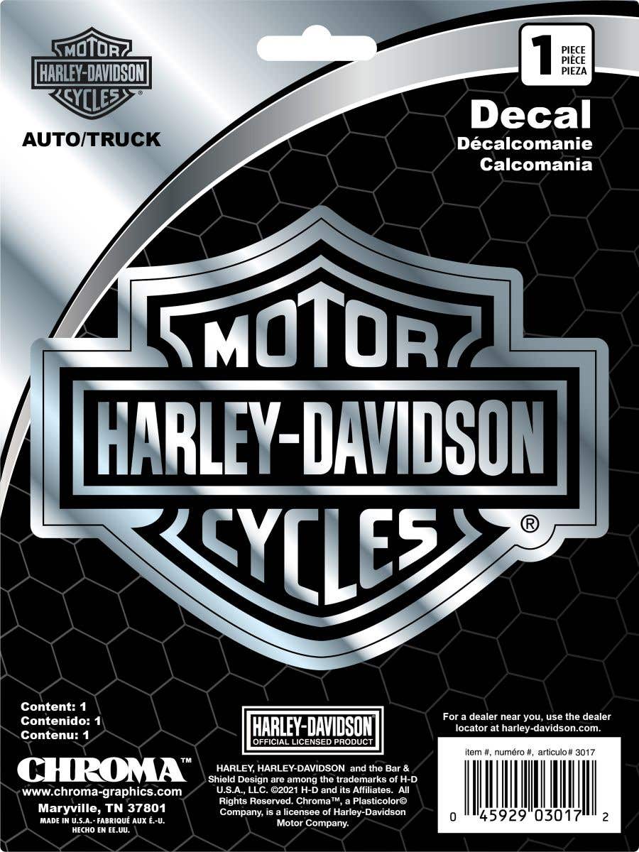 Harley-Davidson Embossed Bar & Shield Chrome Decal 5.5×4.5 in – Classi ...