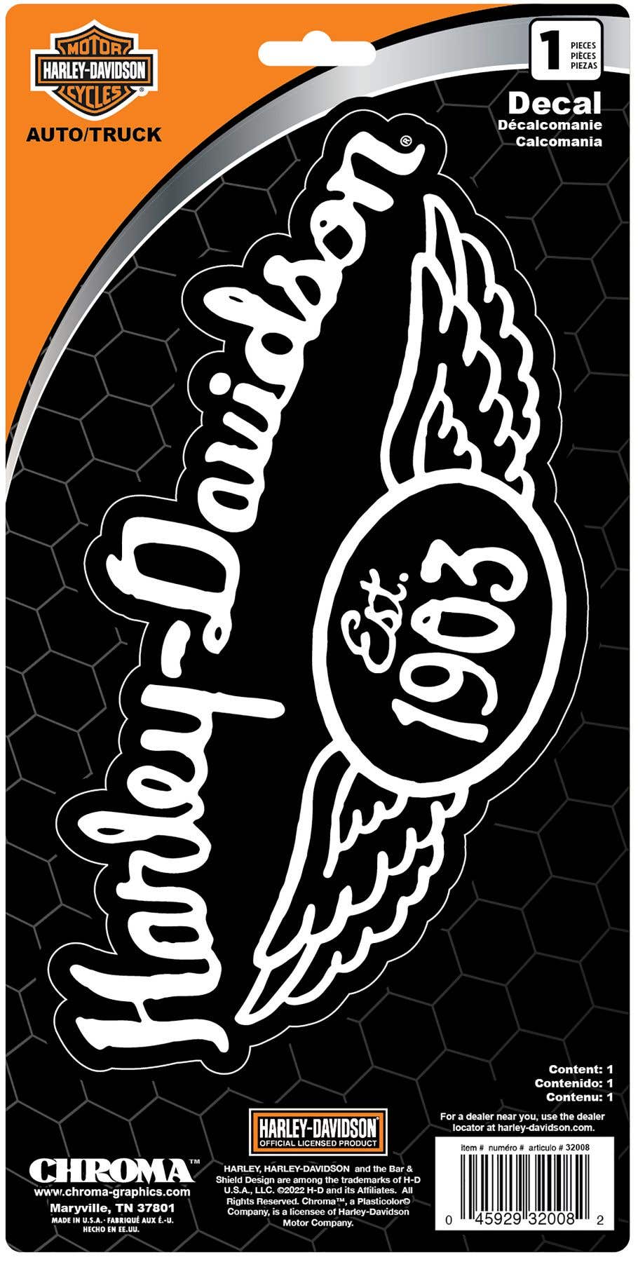 HARLEY-DAVIDSON VINTAGE 1903 WITH WINGS 6X12 DECAL