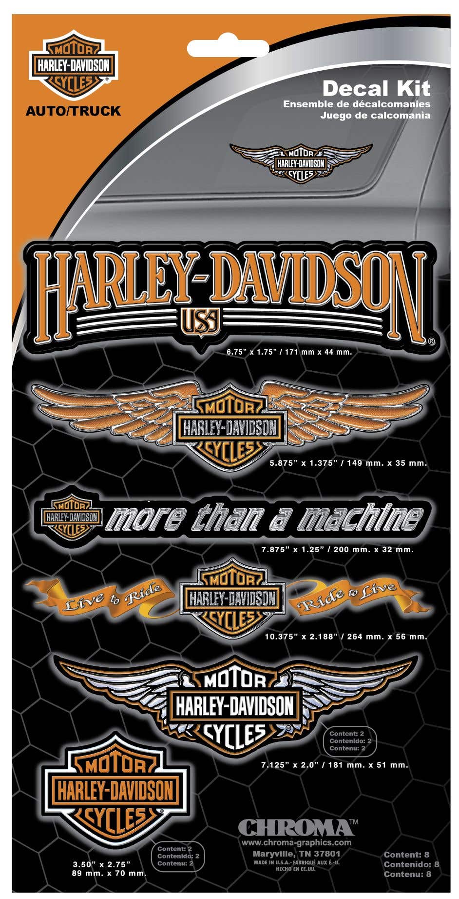 HARLEY-DAVIDSON 8 PIECE ASSORTED DECAL KIT