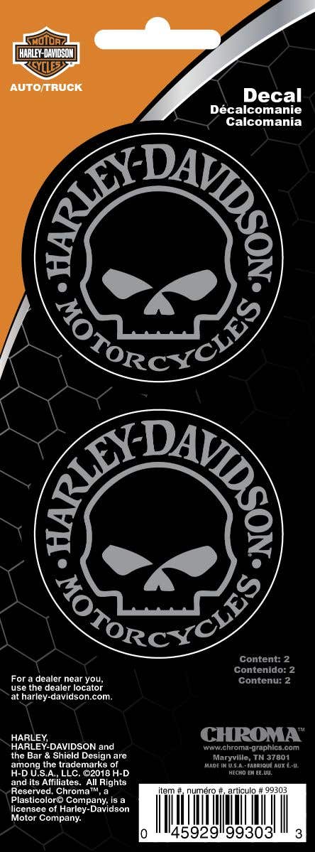 HARLEY-DAVIDSON SKULL 3 X 8 DECAL