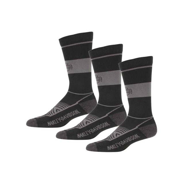 HARLEY-DAVIDSON WOMENS 3 PACK RETRO STRIPE RIDING SOCK - MID CALF