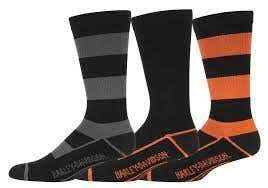 HARLEY-DAVIDSON MENS 3 PACK RIDING SOCK - MID CALF