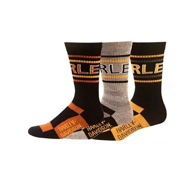 HARLEY-DAVIDSON MENS 3 PACK STRIPE BOX SET - MID CALF