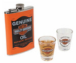 HARLEY-DAVIDSON GENUINE OIL CAN FLASK & SHOT GLASS GIFT SET