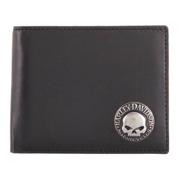 HARLEY-DAVIDSON MENS SKULL CONCHO 1-FOLD WALLET
