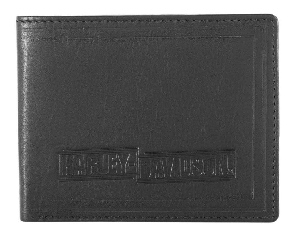 HARLEY-DAVIDSON MENS DRAG RACE NAME BANNER LEATHER BIFOLD WALLET