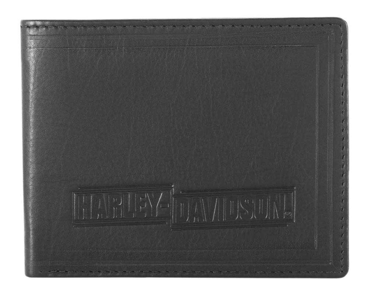 HARLEY-DAVIDSON MENS DRAG RACE NAME BANNER LEATHER BIFOLD WALLET
