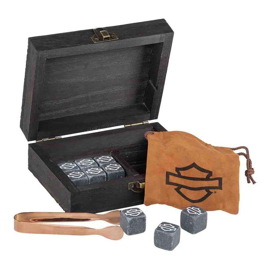HARLEY-DAVIDSON OPEN BAR & SHIELD STONE ICE CUBE TRAVEL SET