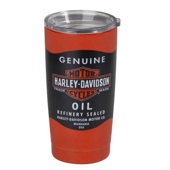 HARLEY-DAVIDSON OIL CAN STAINLESS INSULATED TRAVEL MUG