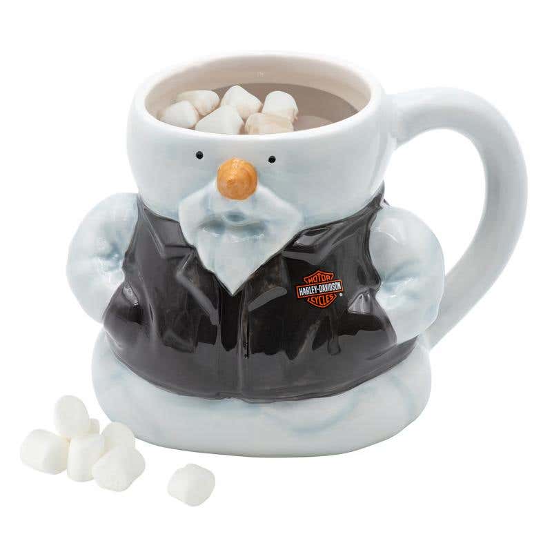 HARLEY-DAVIDSON H-D BIKER SNOWMAN SCUPLTED MUG