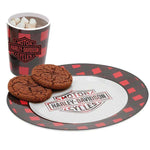 HARLEY-DAVIDSON H-D HOLIDAY PLAID COOKIE PLATE & CUP SET