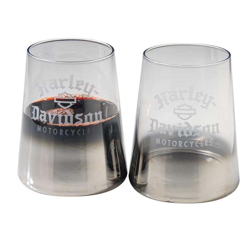 HARLEY-DAVIDSON H-D SILVER OMBRE STEMLESS WINE GLASS SET