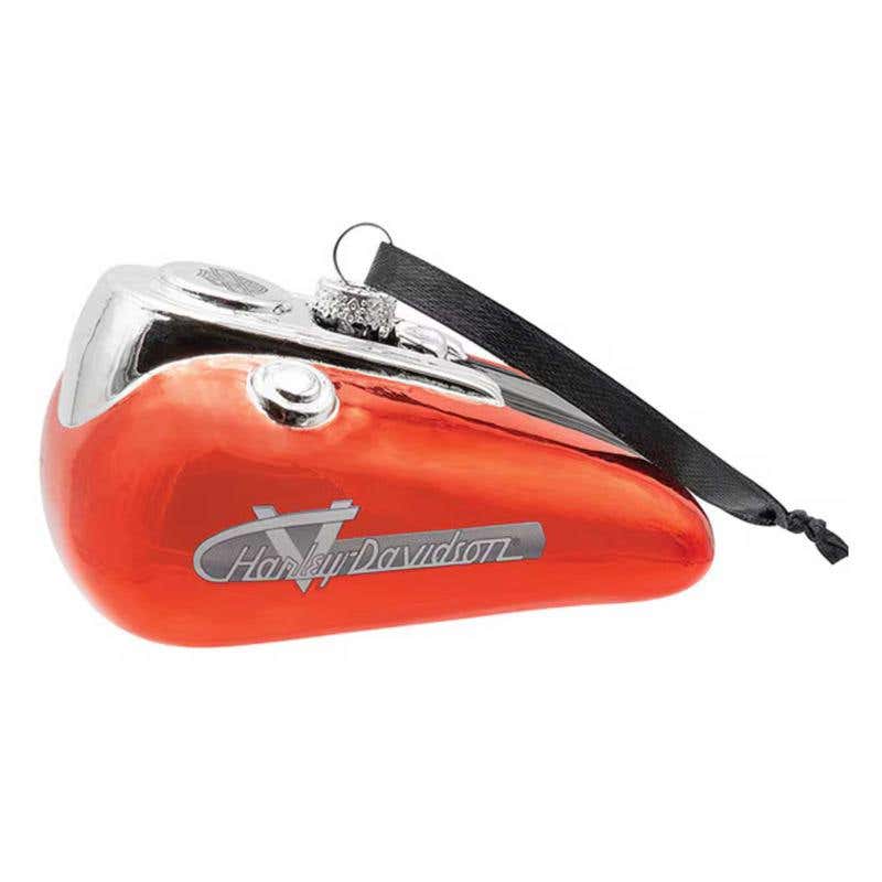 HARLEY-DAVIDSON HARLEY-DAVIDSON VINTAGE 1955 GAS TANK HOLIDAY ORNAMENT BLOWN GLASS