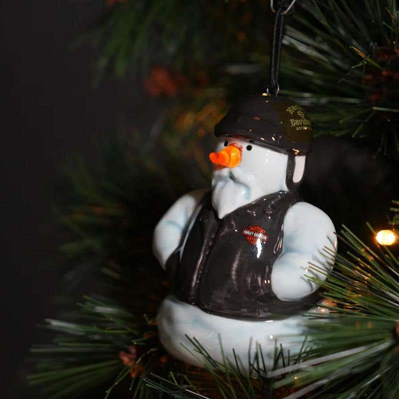 HARLEY-DAVIDSON H-D BIKER SNOWMAN LED ORNAMENT