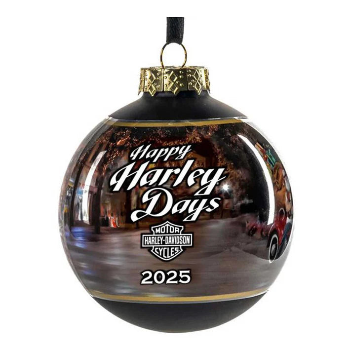 Harley-Davidson 2025 Biker Santa Glass Ball Christmas Tree Ornament - 3 Inch