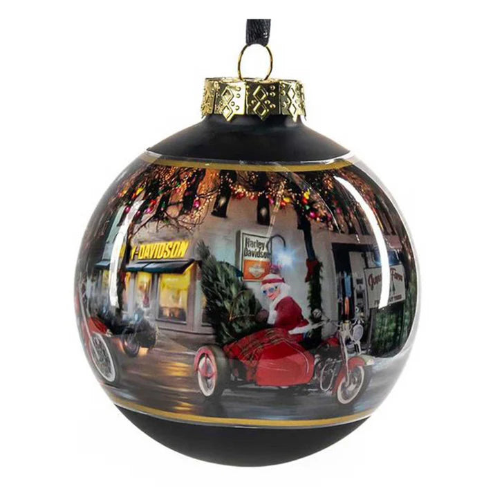 Harley-Davidson 2025 Biker Santa Glass Ball Christmas Tree Ornament - 3 Inch